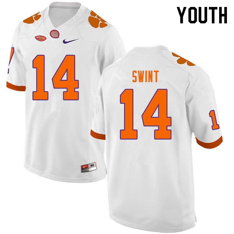 Youth #14 Kevin Swint Clemson Tigers College Football Jerseys Sale-White - Click Image to Close